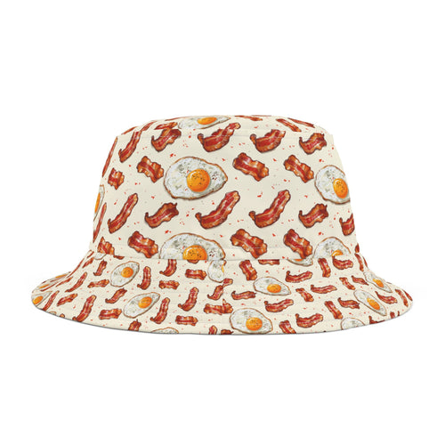 Bacon and Eggs Bucket Hat Breakfast Cap Gift Sun Protector