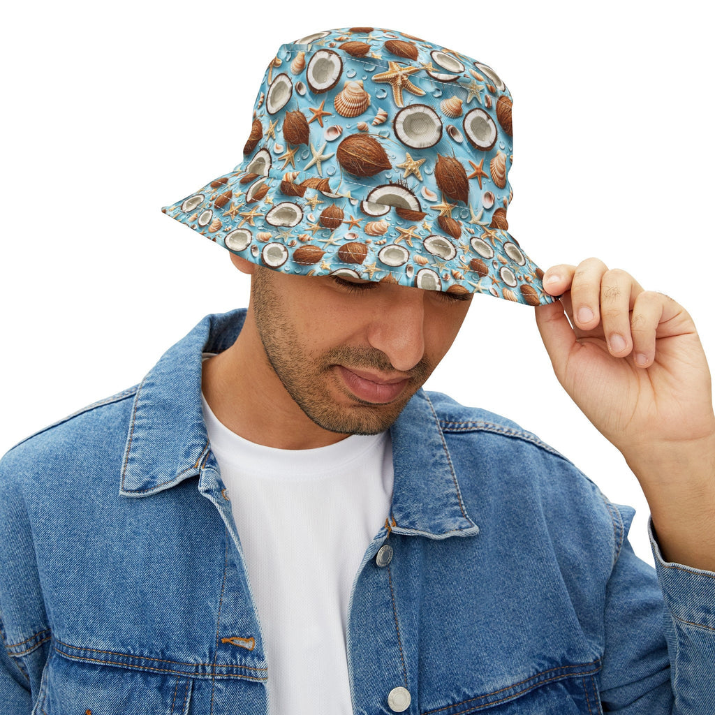 Seashells and Coconuts Bucket Hat Sun Protector Cap