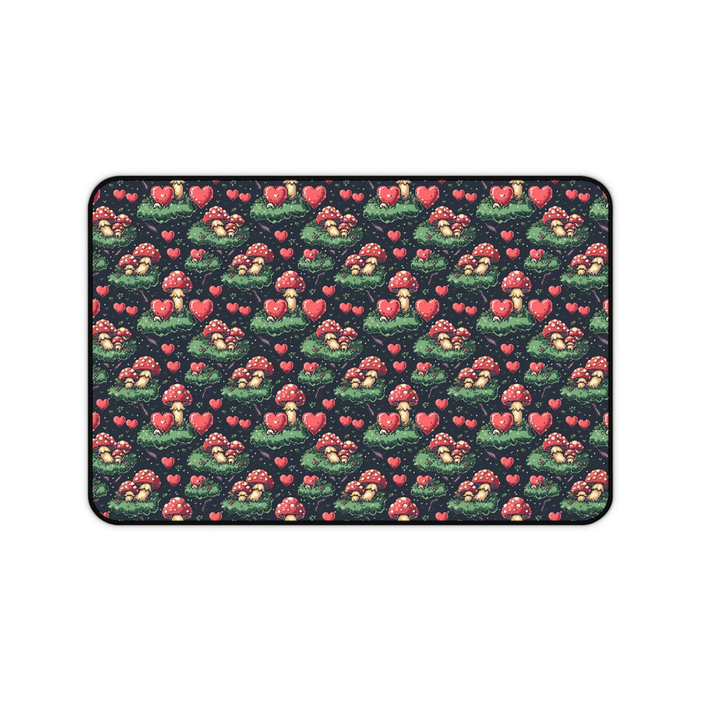 Mushroom & Heart Desk Mat Pixel Art Mouse Pad for Office Gift
