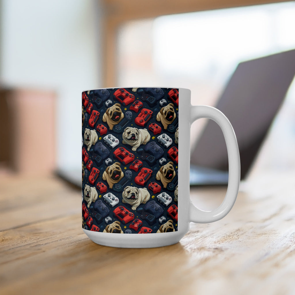 Gamer Dog Coffee Mug, Ceramic Cup for Coffee Drinkers Gamers and Dog Lovers