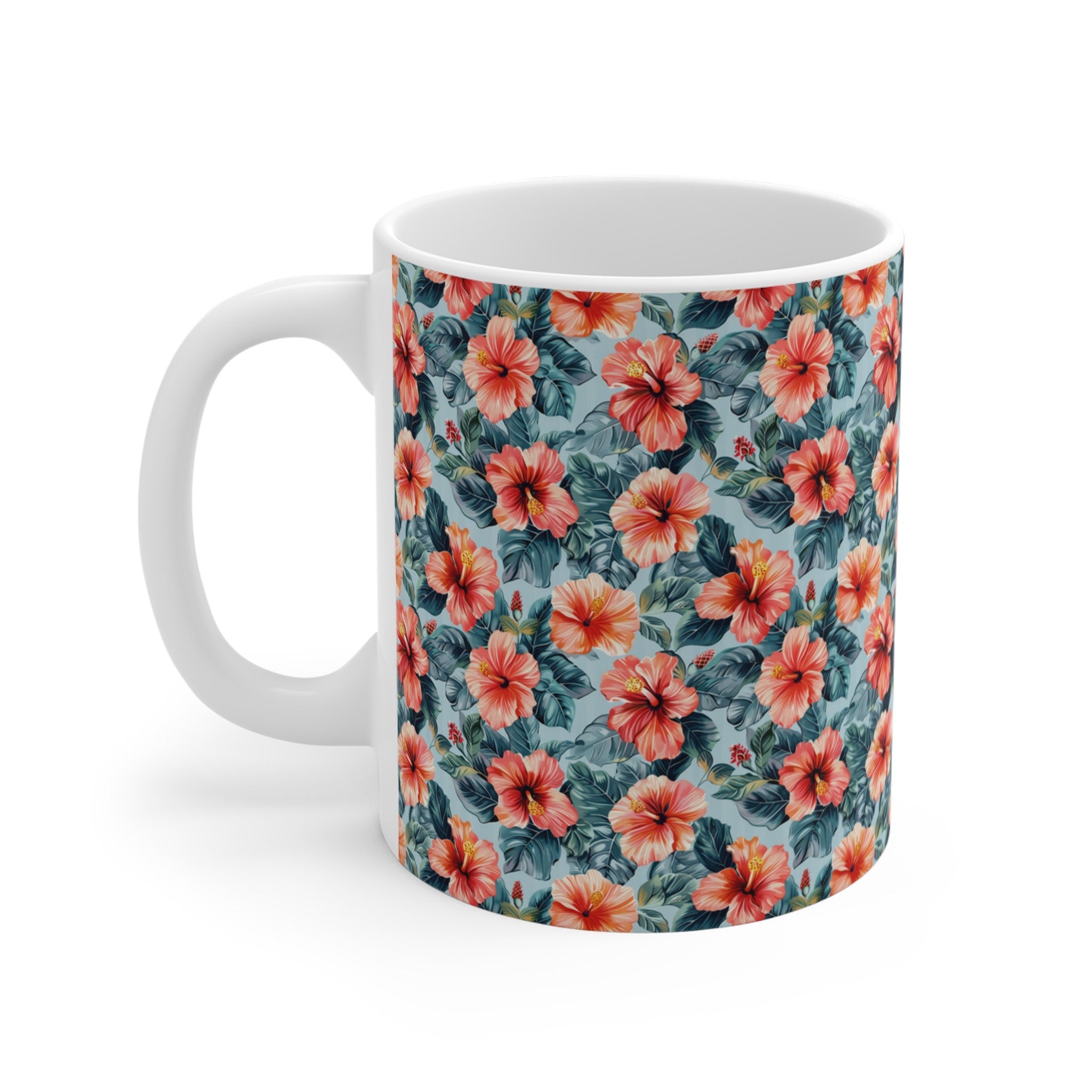 Tropical Floral Coffee Mug Warm Drink Cup 11oz