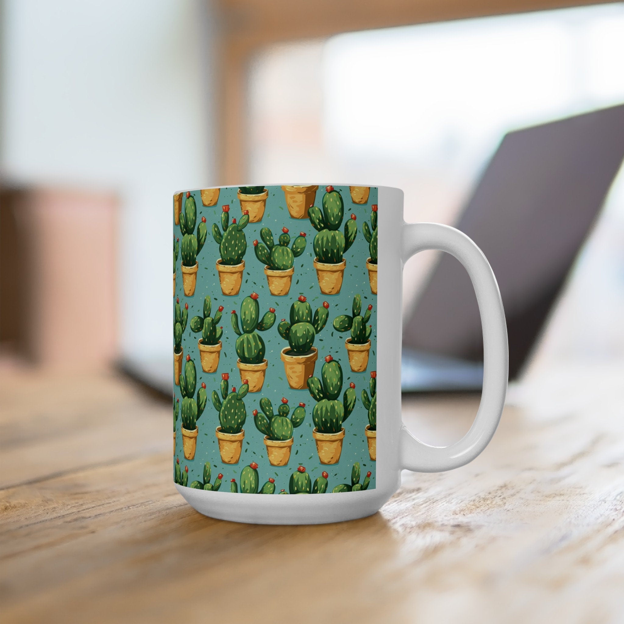 Ceramic Gift Cactus Mug Coffee Cup with Cactus Pattern