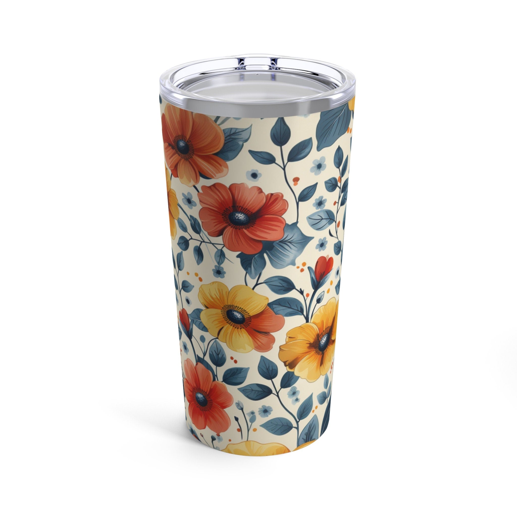 Flower Design Tumbler Drink Cup Travel Mug Stainless Steel Water Cup