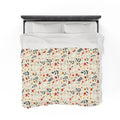 Plush Cat And Flower Blanket, Fuzzy Blanket Throw Decor Cute Kitten Floral Pattern