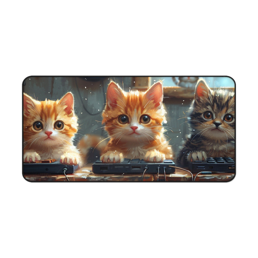 Cats Playing Games Desk Mat Mouse Pad Office Gift for Work