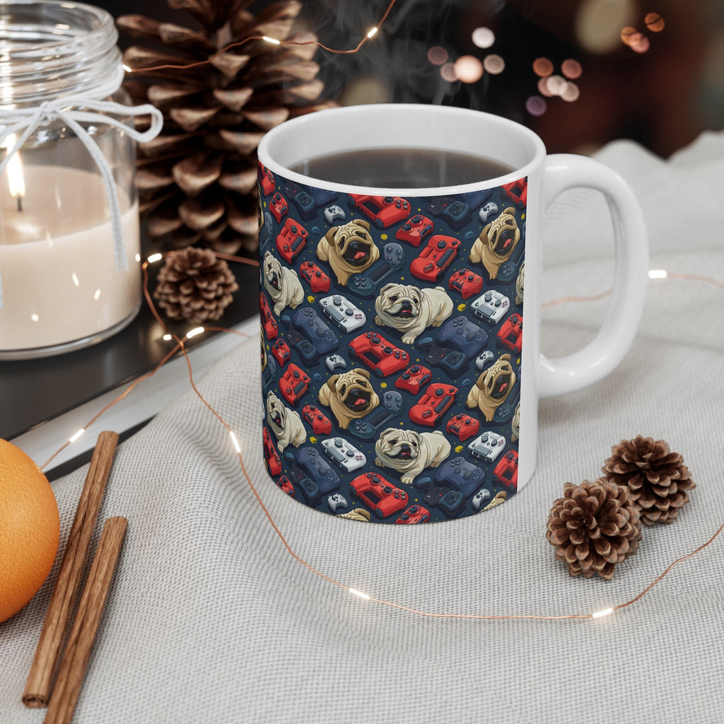 Gamer Dog Coffee Mug, Ceramic Cup for Coffee Drinkers Gamers and Dog Lovers