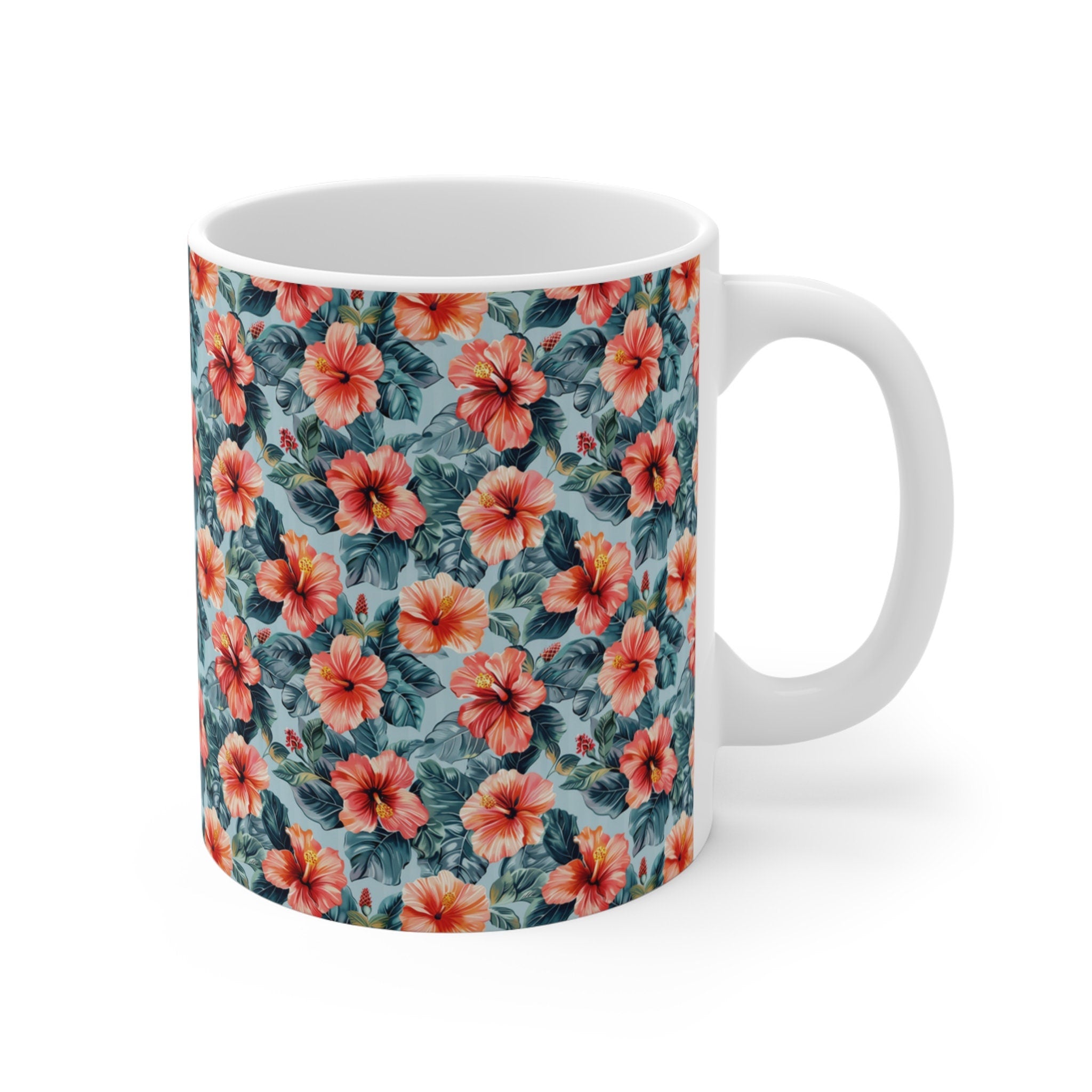 Tropical Floral Coffee Mug Warm Drink Cup 11oz
