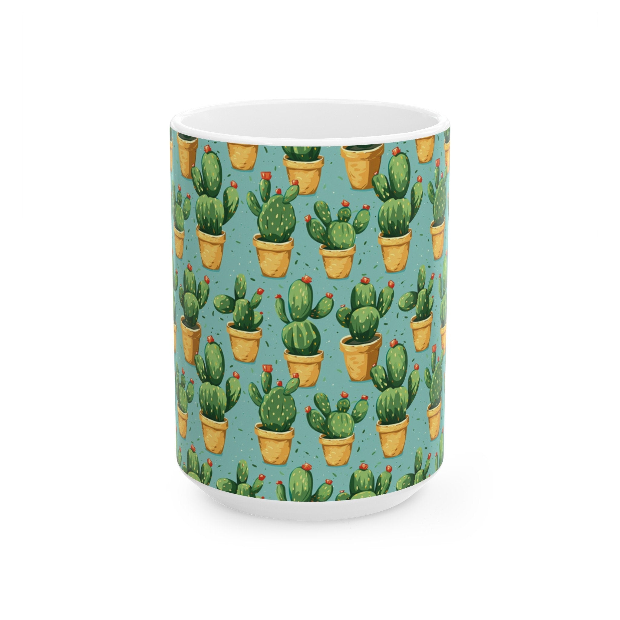 Ceramic Gift Cactus Mug Coffee Cup with Cactus Pattern