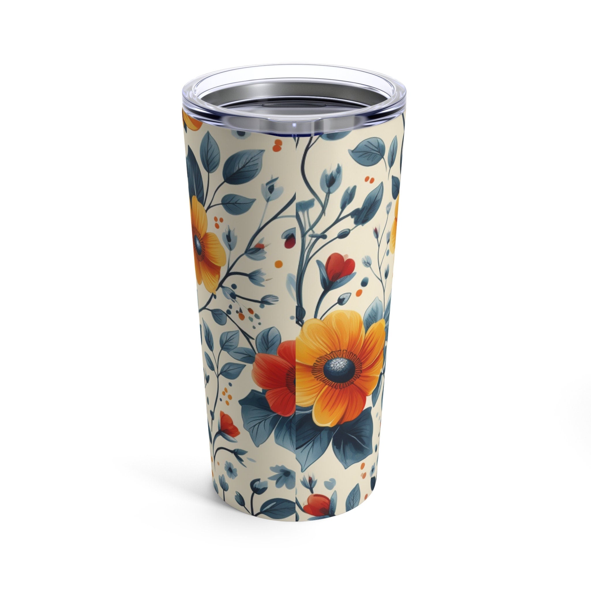 Flower Design Tumbler Drink Cup Travel Mug Stainless Steel Water Cup