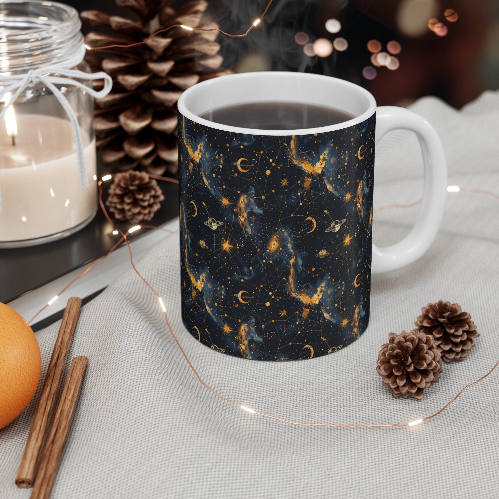 Celestial Astrology Mug Star Design Pattern Coffee Cup