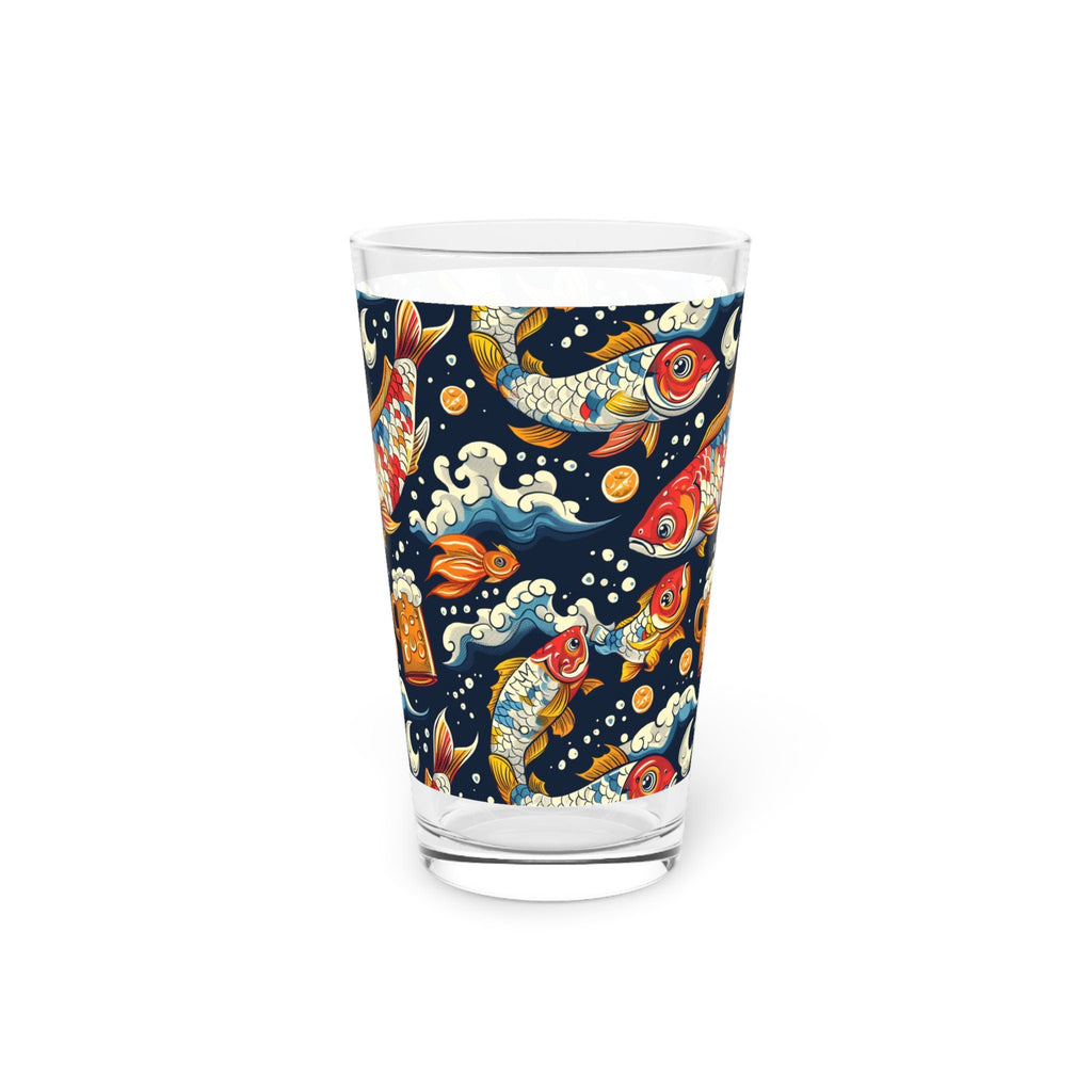 Fish Beer Pint Glass, Drinking Glassware, Fishing Pattern