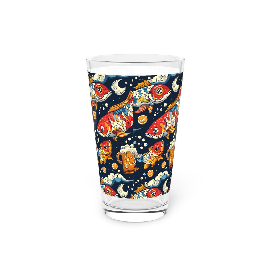 Fish Beer Pint Glass, Drinking Glassware, Fishing Pattern