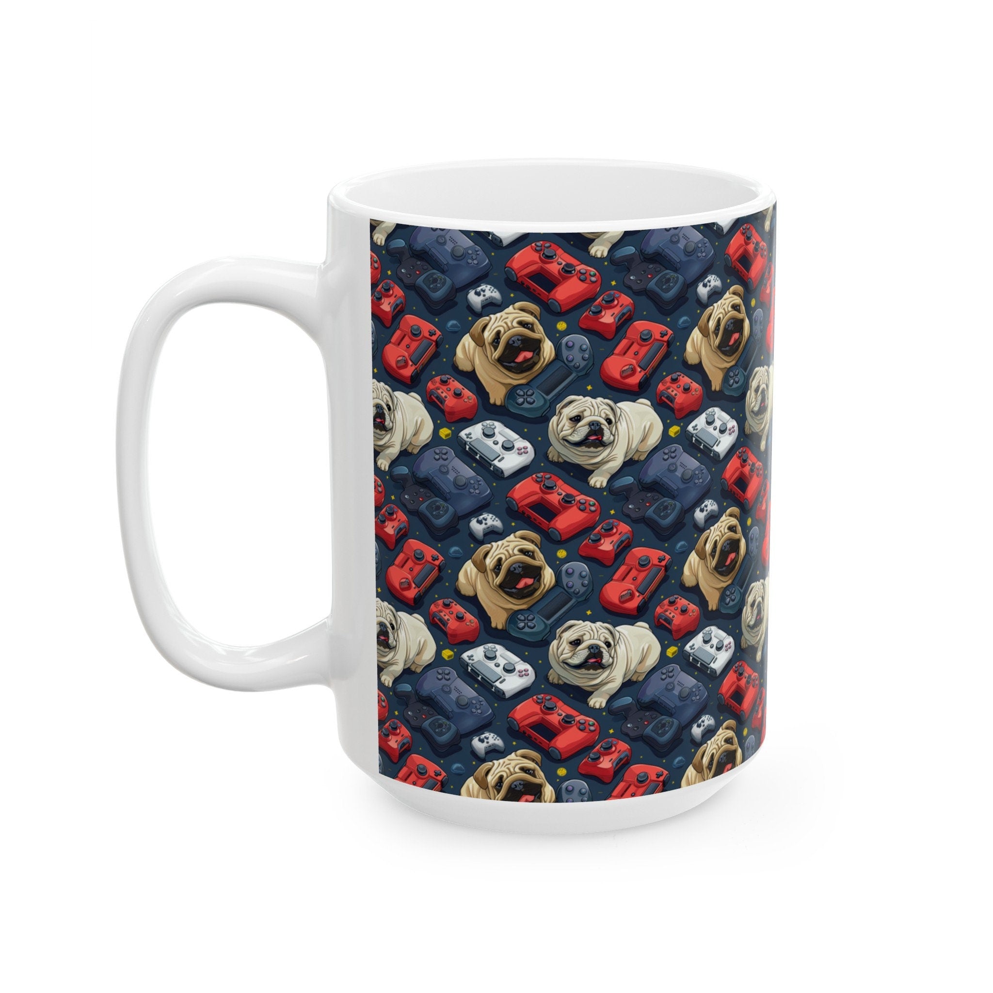 Gamer Dog Coffee Mug, Ceramic Cup for Coffee Drinkers Gamers and Dog Lovers