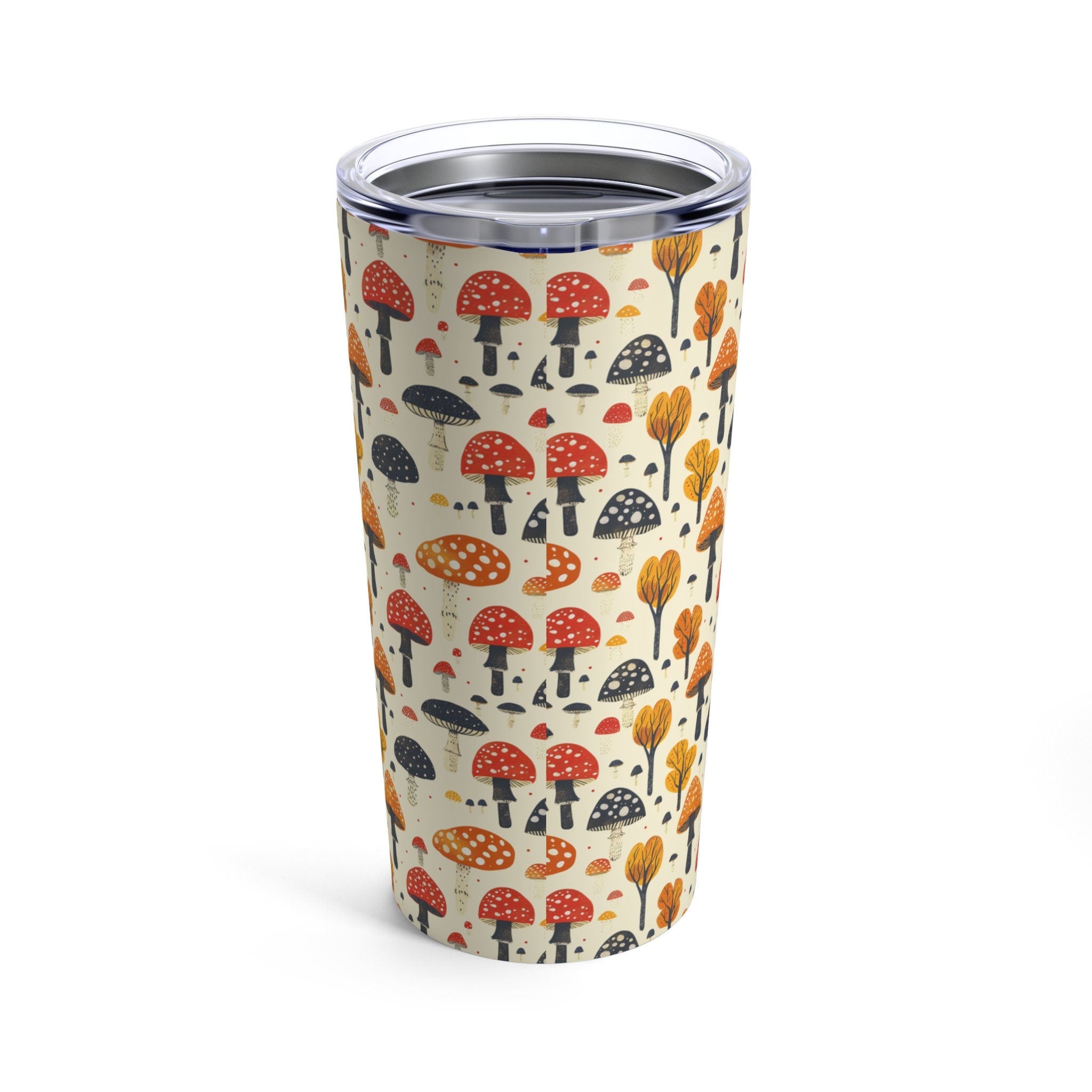 Mushroom Tumbler Cup Reusable Stainless Steel Travel Mug with Lid