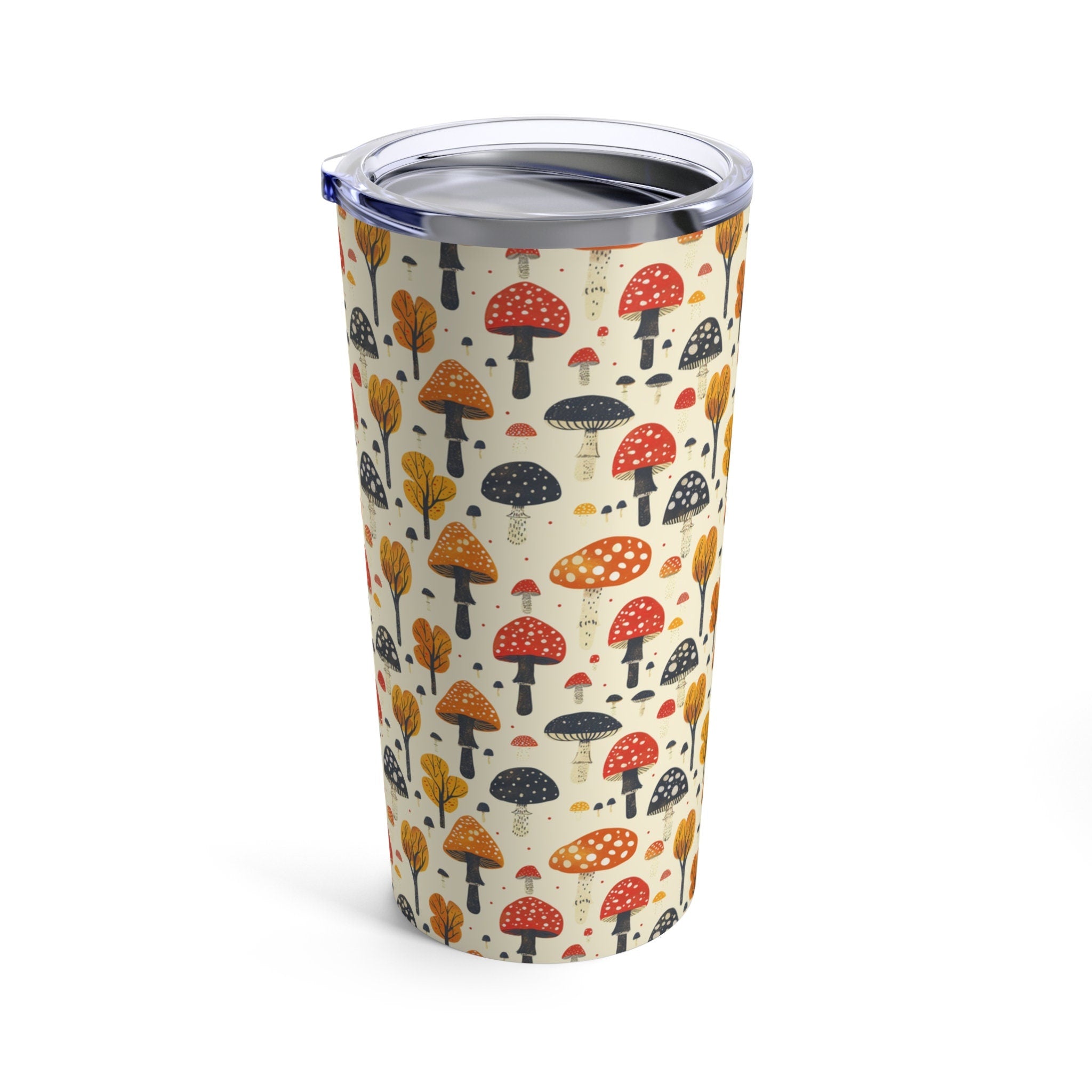 Mushroom Tumbler Cup Reusable Stainless Steel Travel Mug with Lid