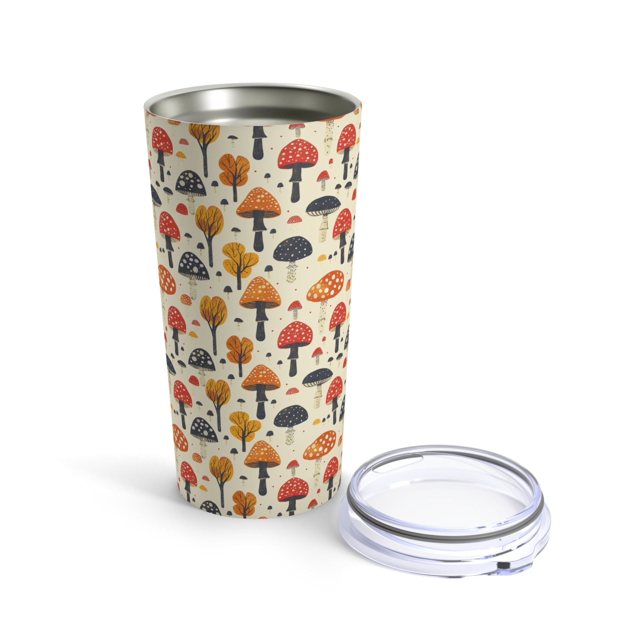 Mushroom Tumbler Cup Reusable Stainless Steel Travel Mug with Lid