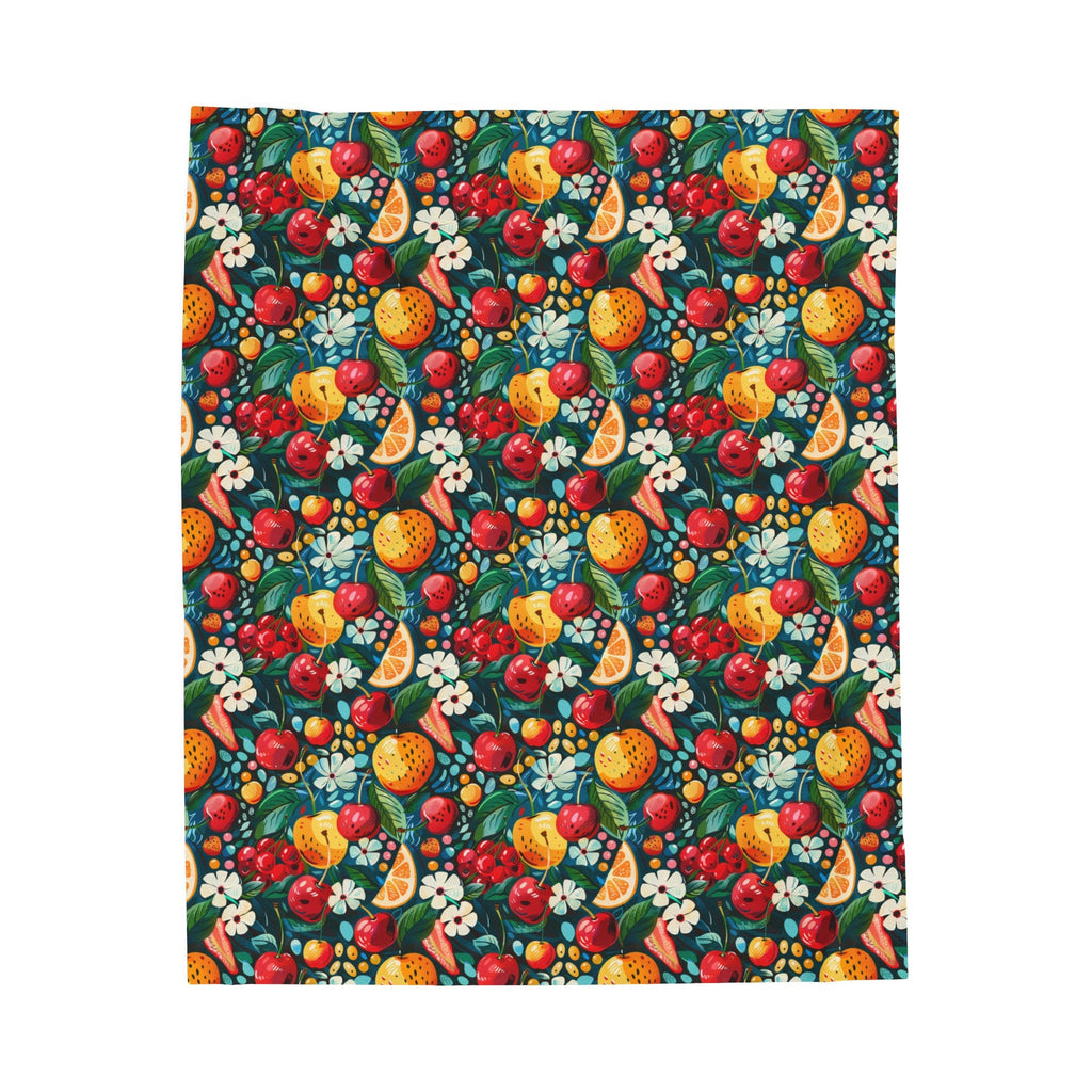 Velveteen Plush Blanket Fruit Pattern Comfy Bed Accessory