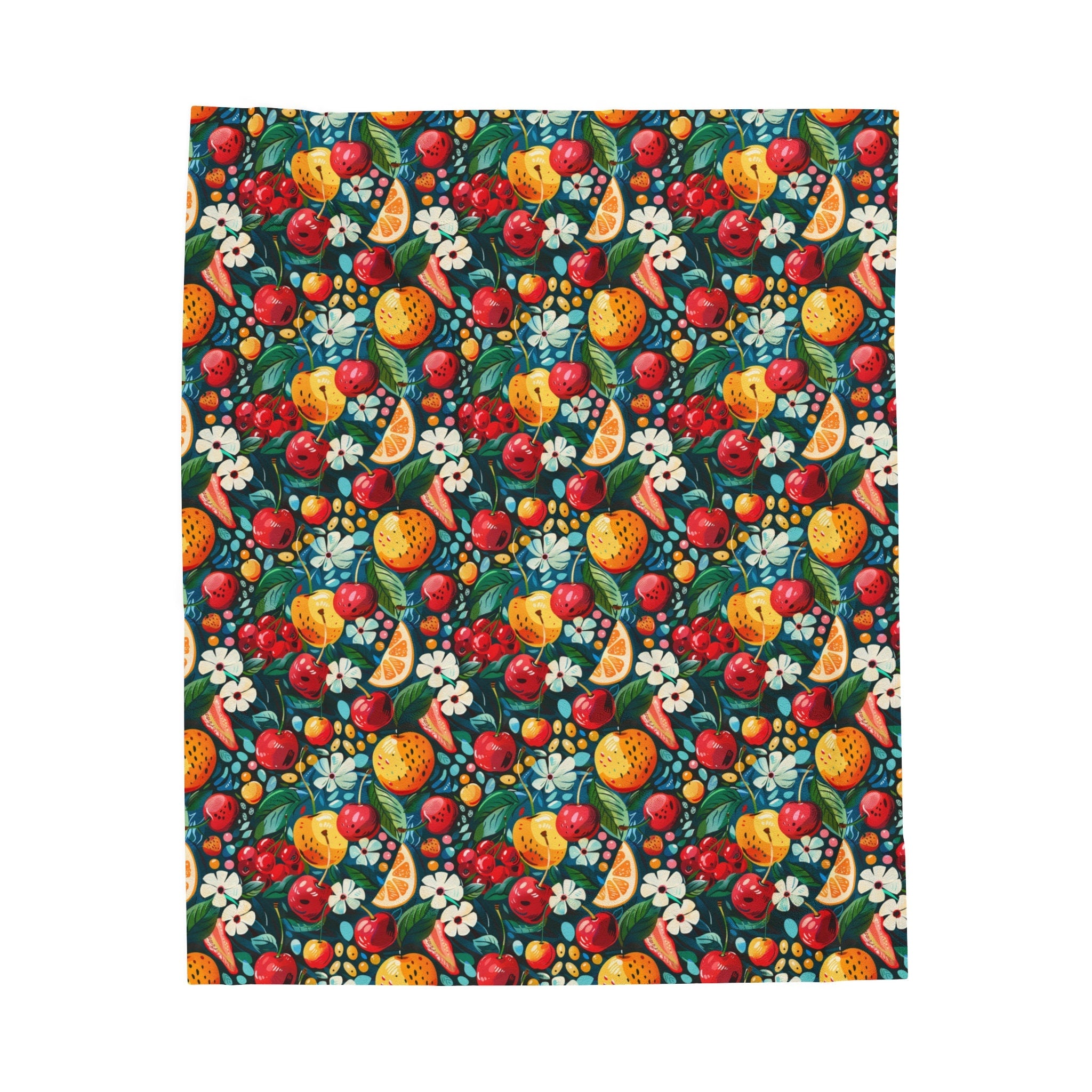 Velveteen Plush Blanket Fruit Pattern Comfy Bed Accessory