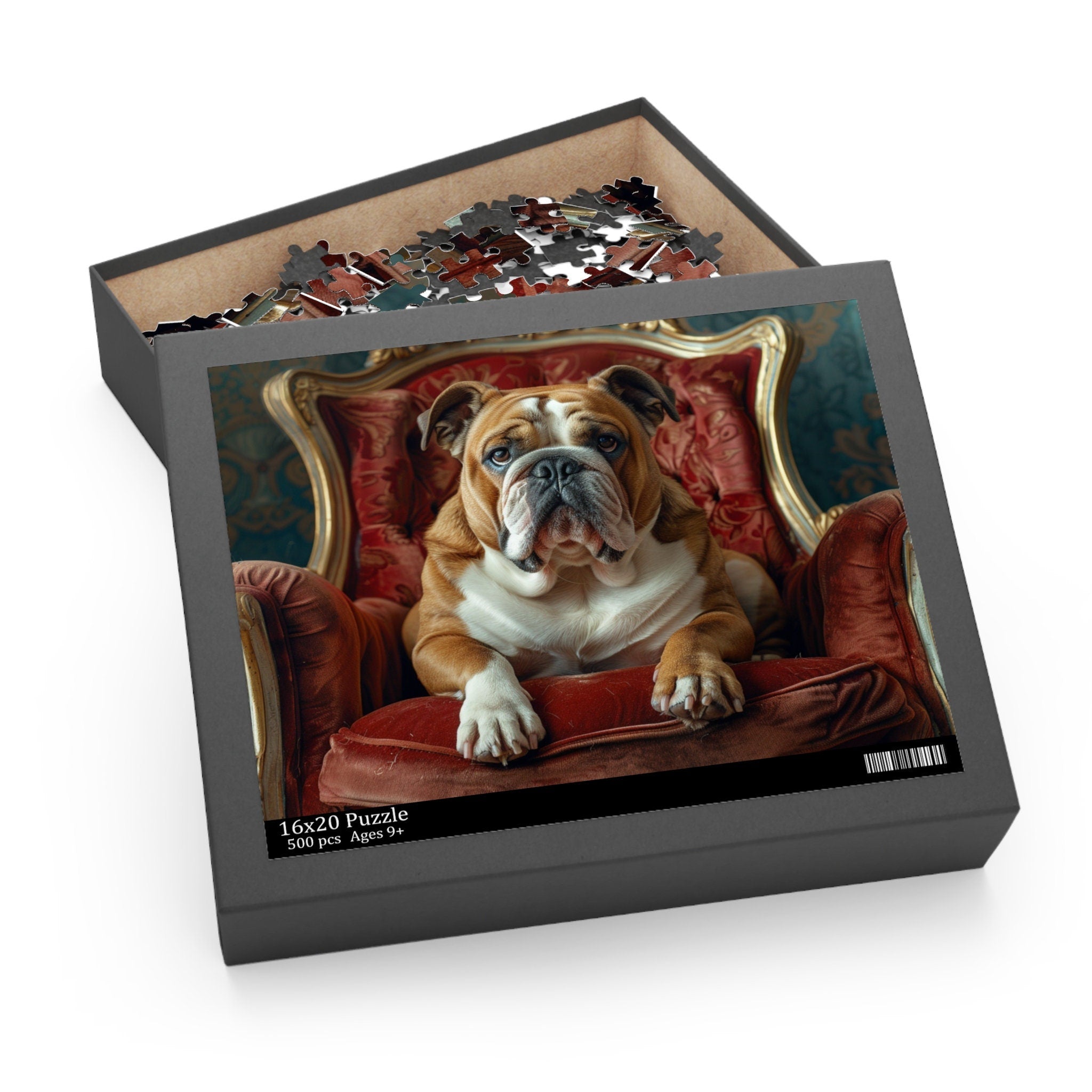 Bulldog Throne King Dog Puzzle (120, 252, 500-Piece)