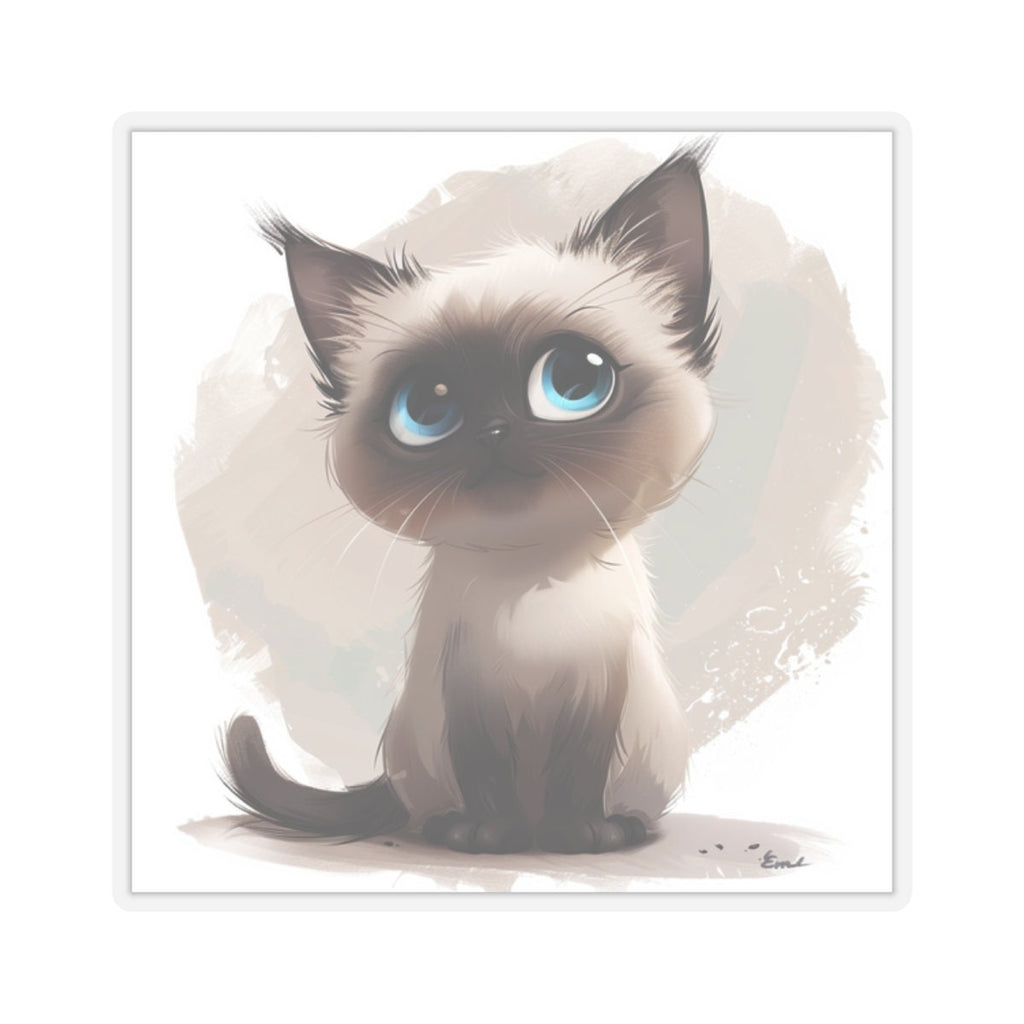 Cute Siamese Kitten Cat Vinyl Sticker - Perfect for Animal Lovers and Sticker Collectors