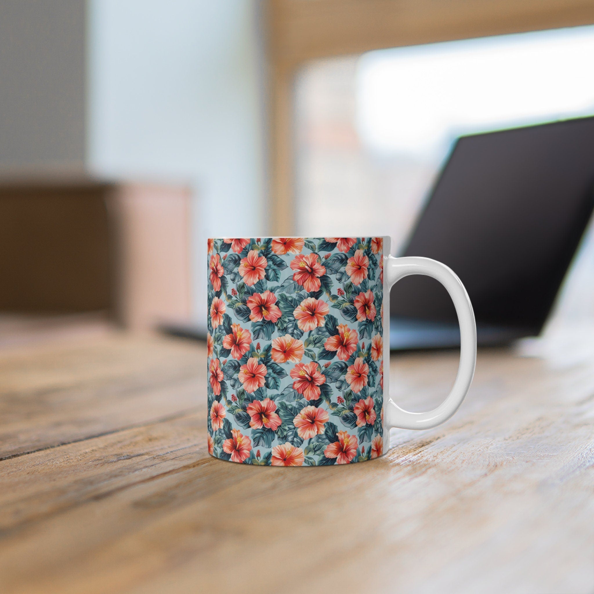 Tropical Floral Coffee Mug Warm Drink Cup 11oz