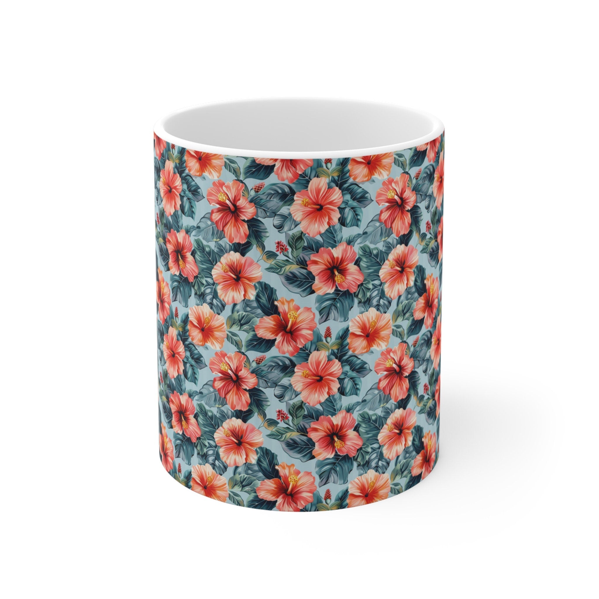 Tropical Floral Coffee Mug Warm Drink Cup 11oz