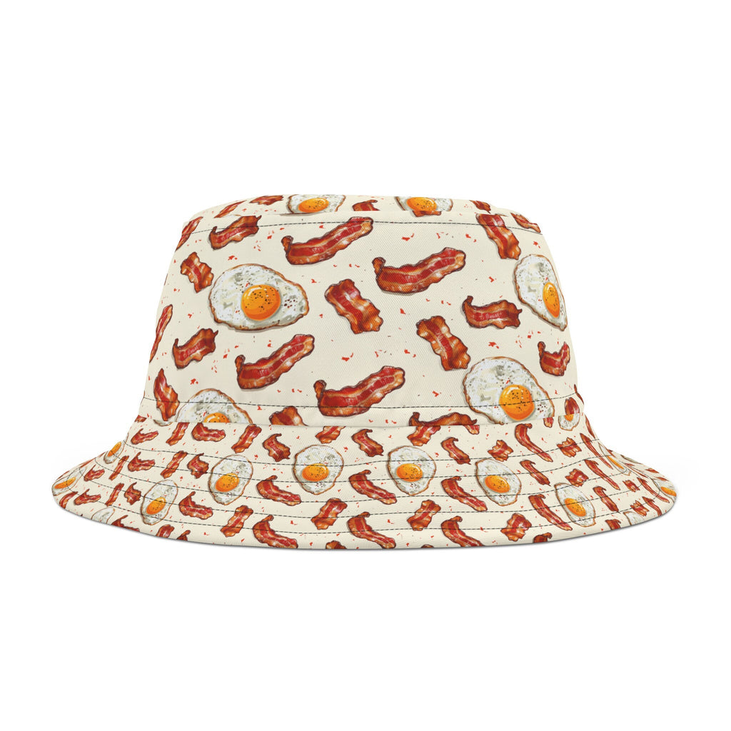 Bacon and Eggs Bucket Hat Breakfast Cap Gift Sun Protector