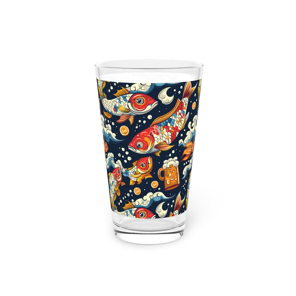 Fish Beer Pint Glass, Drinking Glassware, Fishing Pattern