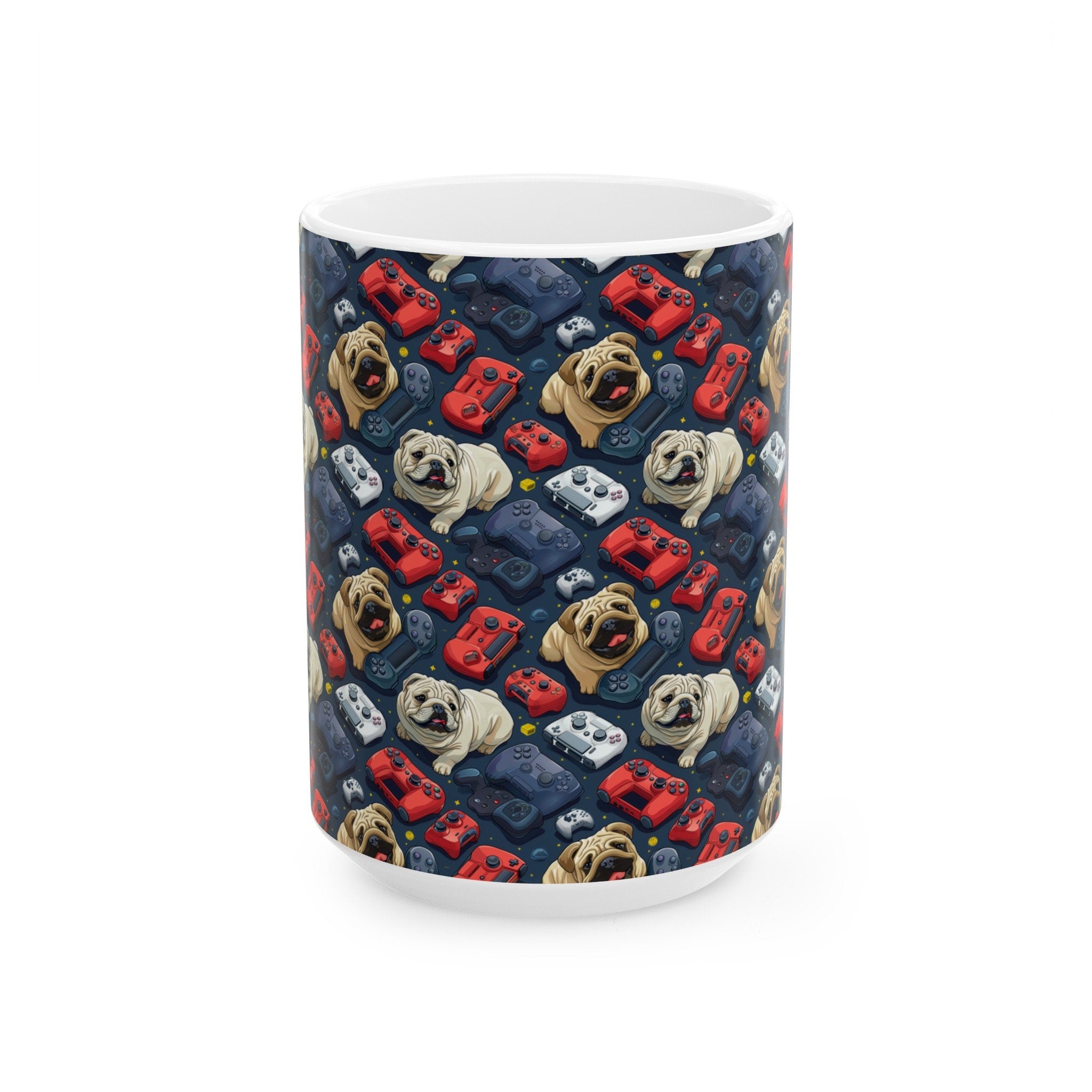 Gamer Dog Coffee Mug, Ceramic Cup for Coffee Drinkers Gamers and Dog Lovers