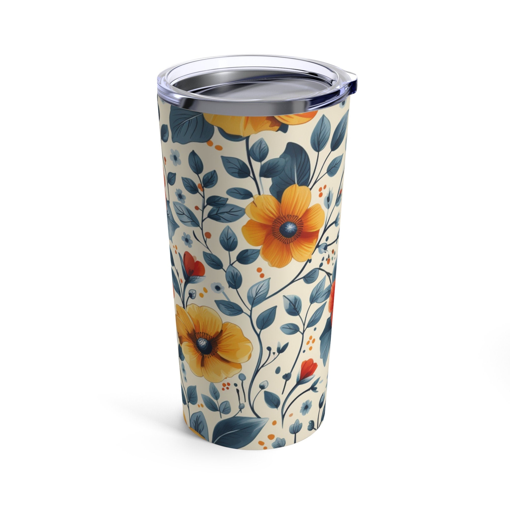 Flower Design Tumbler Drink Cup Travel Mug Stainless Steel Water Cup
