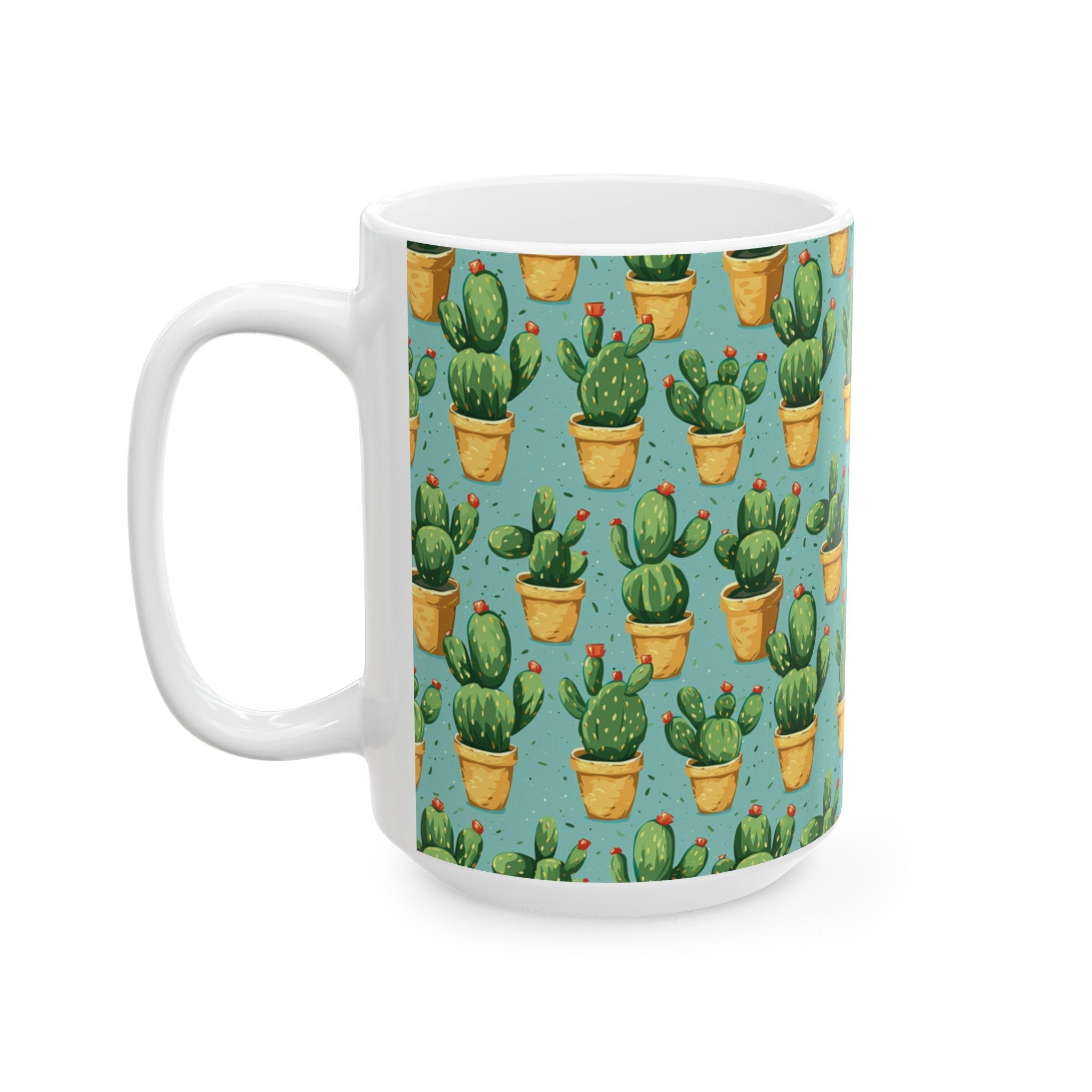 Ceramic Gift Cactus Mug Coffee Cup with Cactus Pattern