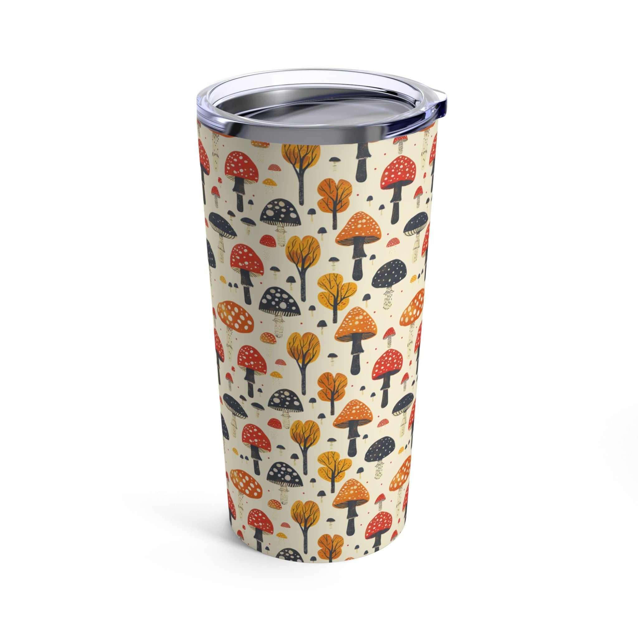 Mushroom Tumbler Cup Reusable Stainless Steel Travel Mug with Lid
