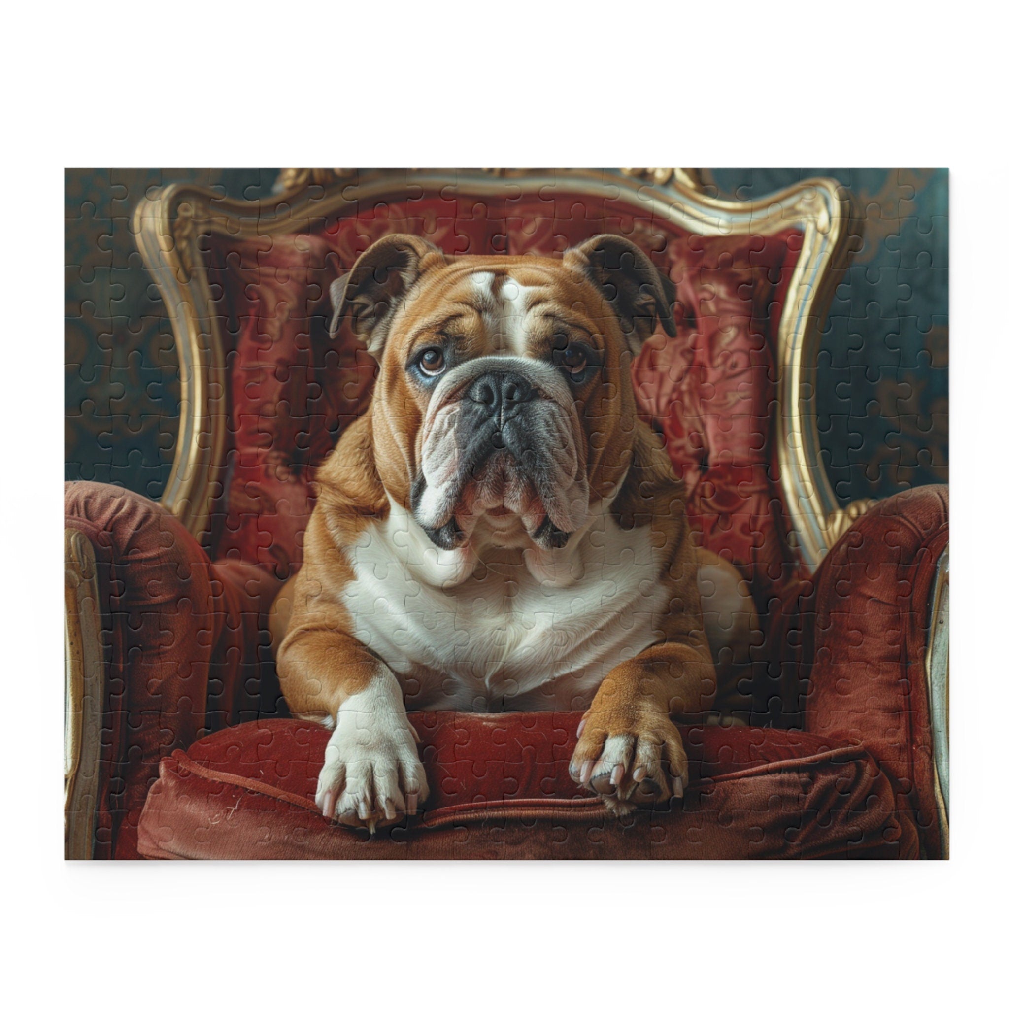 Bulldog Throne King Dog Puzzle (120, 252, 500-Piece)