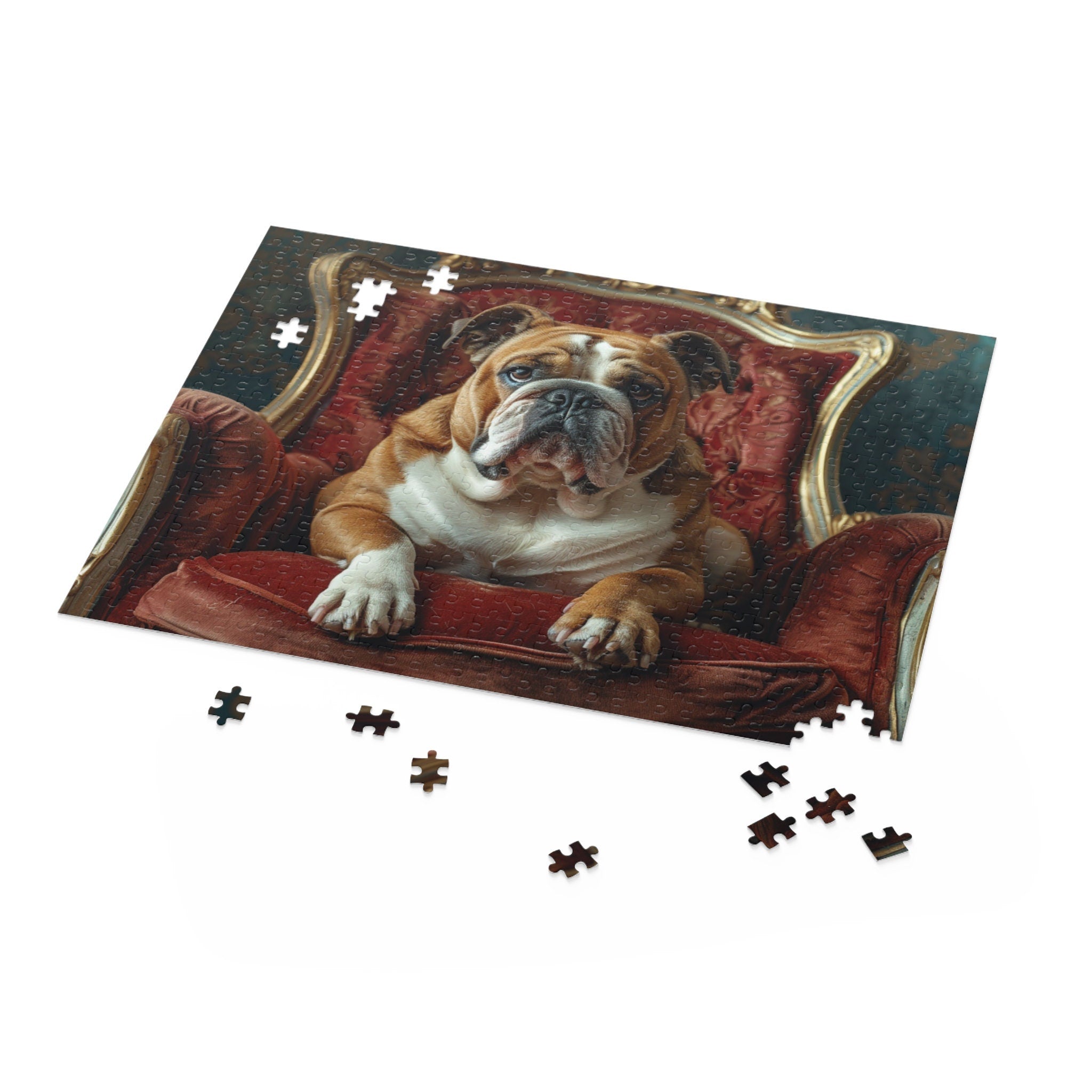 Bulldog Throne King Dog Puzzle (120, 252, 500-Piece)